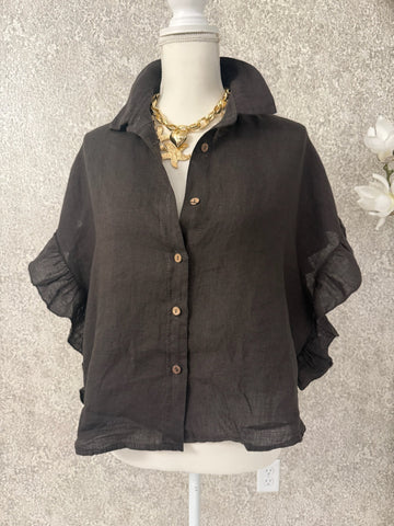 Ruffle Linen Italian Blouse